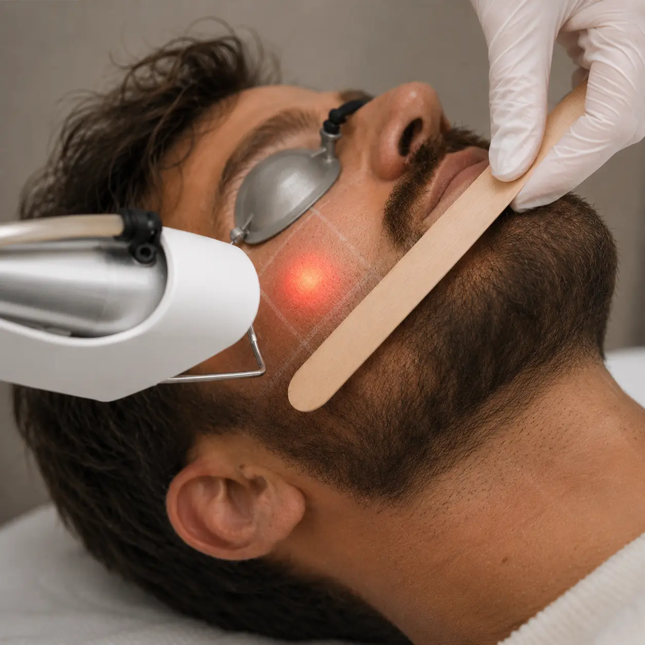 Laserontharing baard man